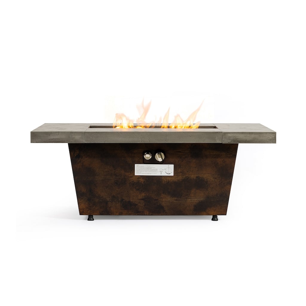 Rossetta Modern 42" Concrete Textured Gas Fire Pit, Outdoor Patio Table