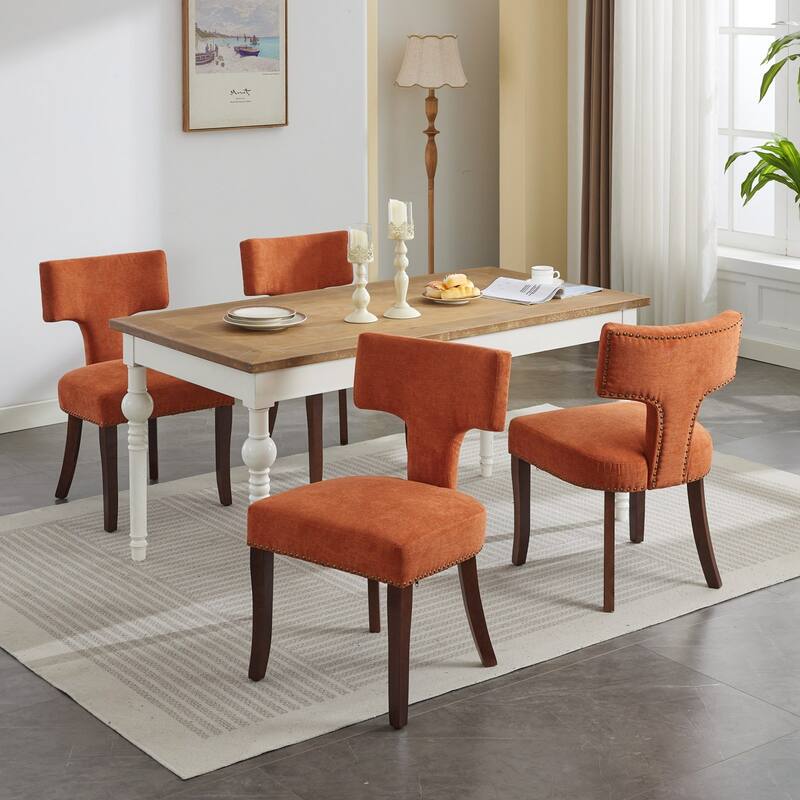 Linen Fabric Curved Backrest Counter Height Bar Stools Set of 2, Upholstered Kitchen Bar with Rubberwood Frame & Nailhead Trim