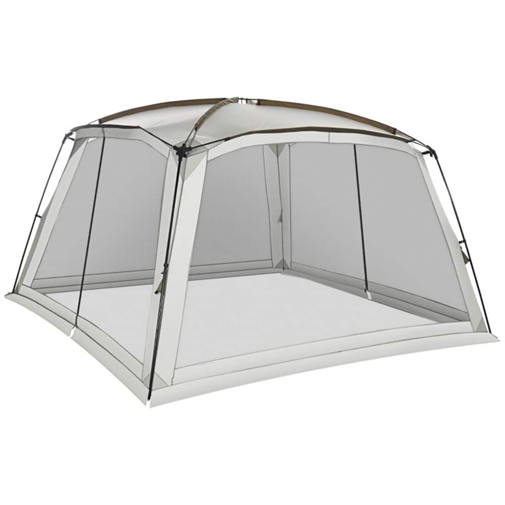 White Portable Gazebo Tent for 6 to 8 People Outdoor Canopy with UV Protection Mesh Screen Doors Carrying Bag