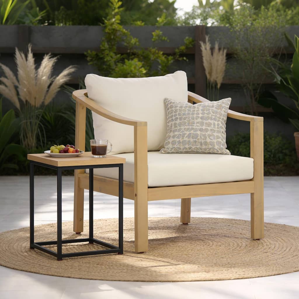 Christopher Knight Home - Modern 26.38" Deep Seat Outdoor Patio Club Chair with Ergonomic Slatted Backrest & Soft Cushion