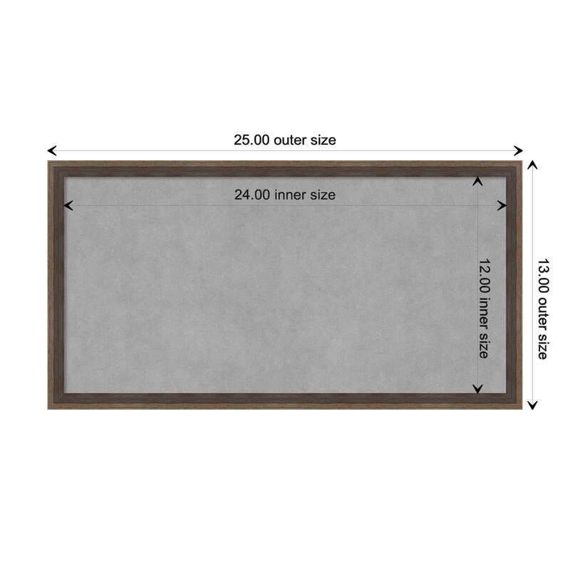 Amanti Art Hardwood Wedge Mocha Framed Magnetic Board - Board Size 24x12