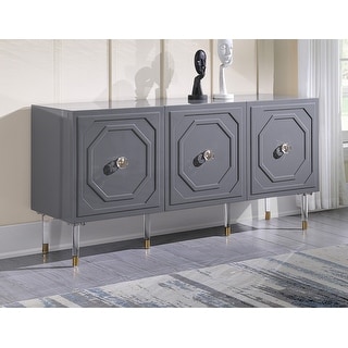 Best Master Furniture  65 Inch Lacquer Classic 3 Door Sideboard (Grey)