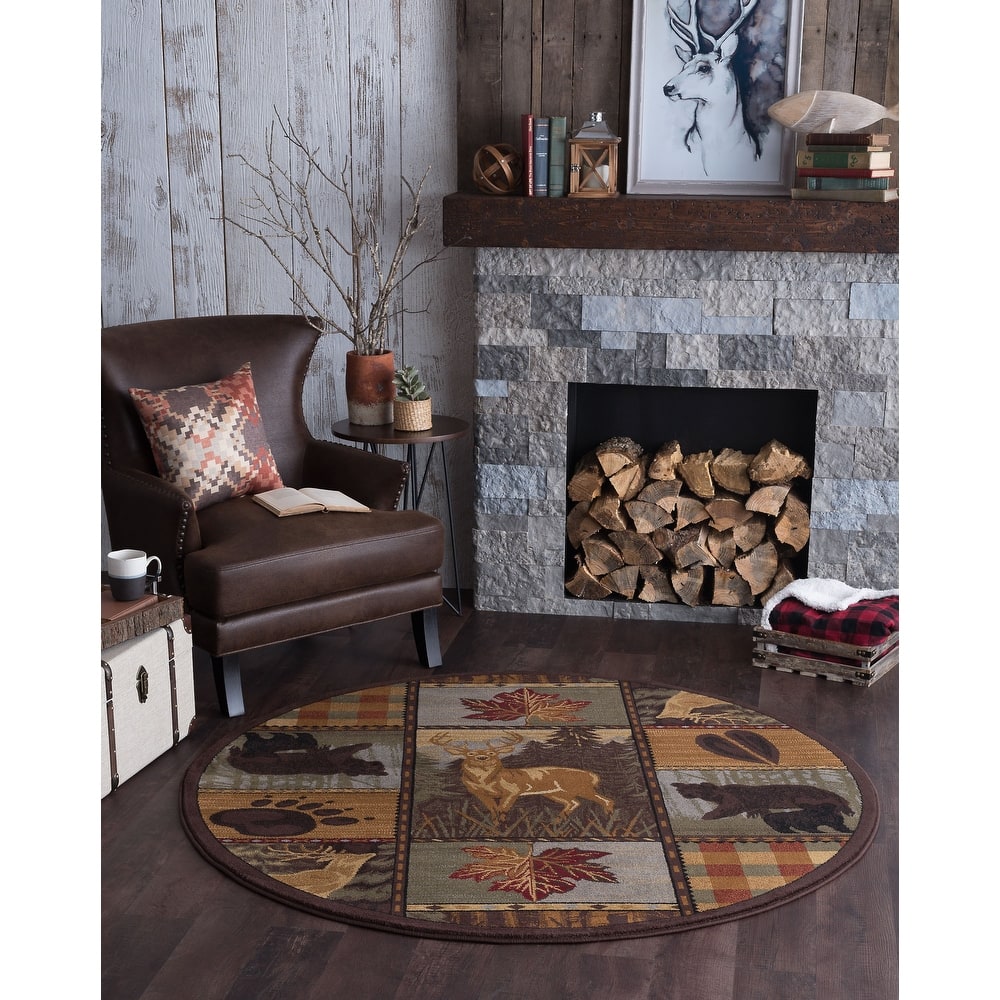Natural Lodge Novelty Graphic Indoor Area Rug