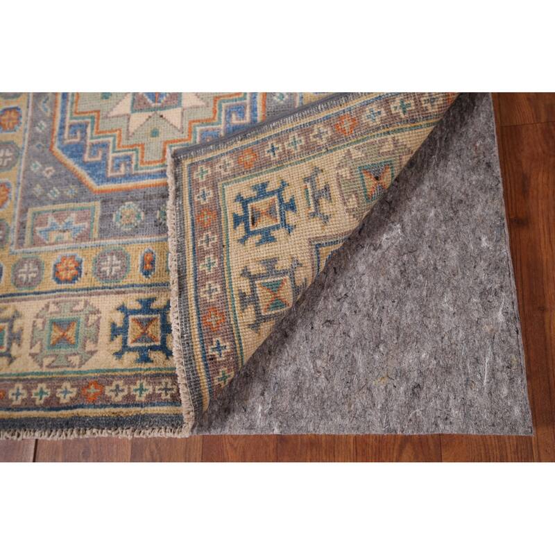 Grey Traditional Kazak Accent Rug Hand-Knotted Wool Carpet - 2'9" x 4'2"