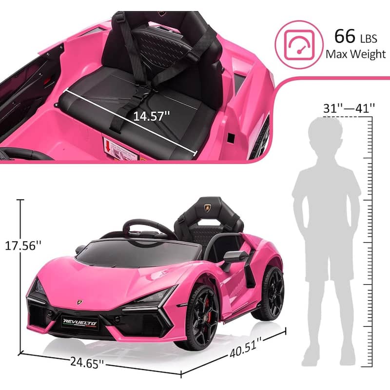 12V Kids Ride On Car, Licensed Lamborghini Revuelto Electric Car for Kids