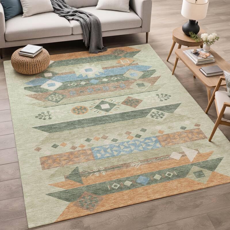 Machine Washable Indoor/ Outdoor Global Tuca Chantille Rug