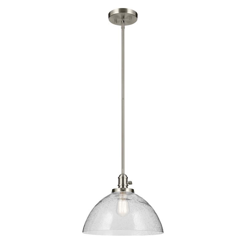 Kichler Lighting Avery 1-Light Pendant Light with Seeded Glass - Brushed Nickel - Dome