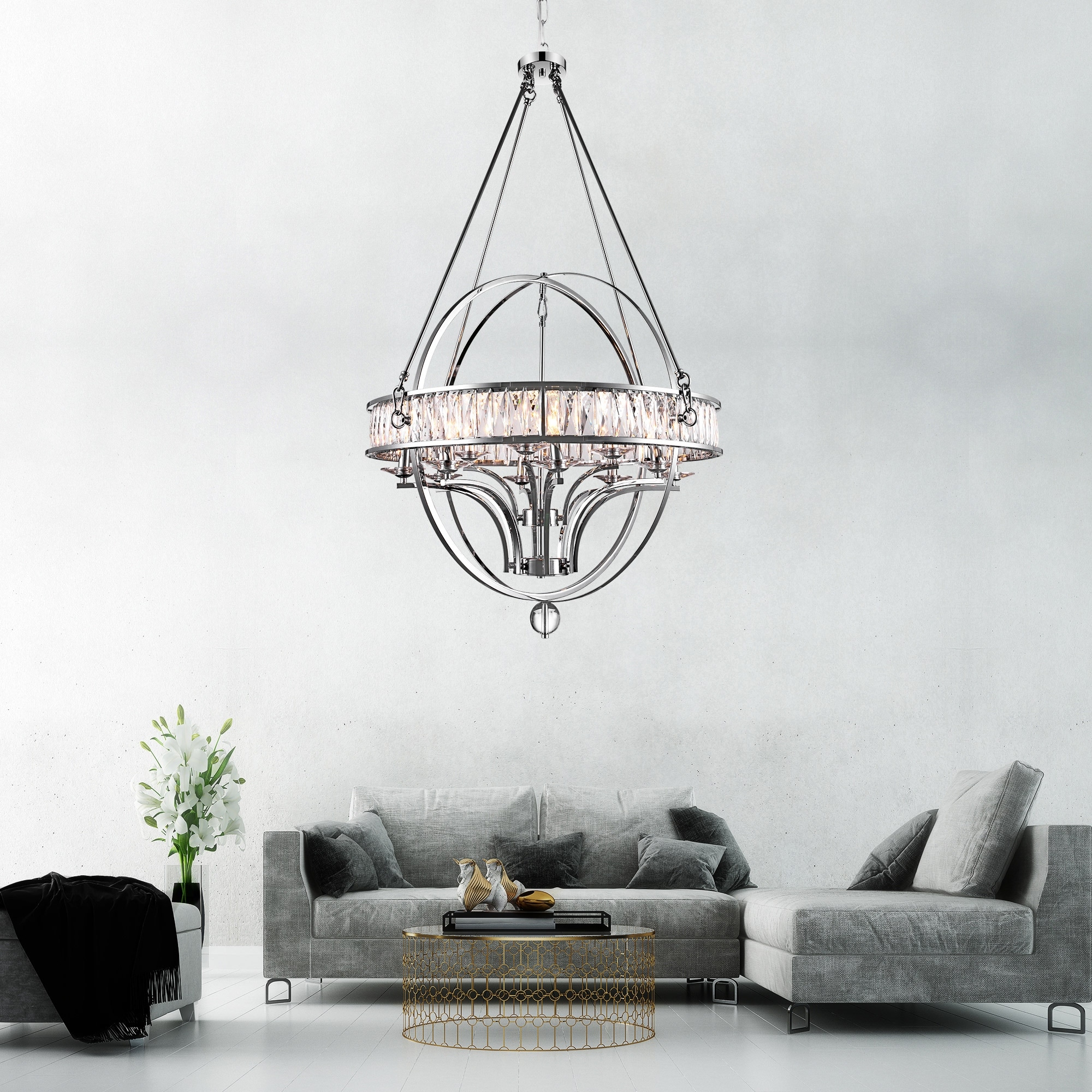 CWI Lighting Arkansas 12 Light Chrome Chandelier