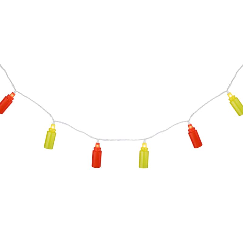Ketchup and Mustard Squeeze Bottles Patio Light Set - 6' White Wire - 10ct - 102"