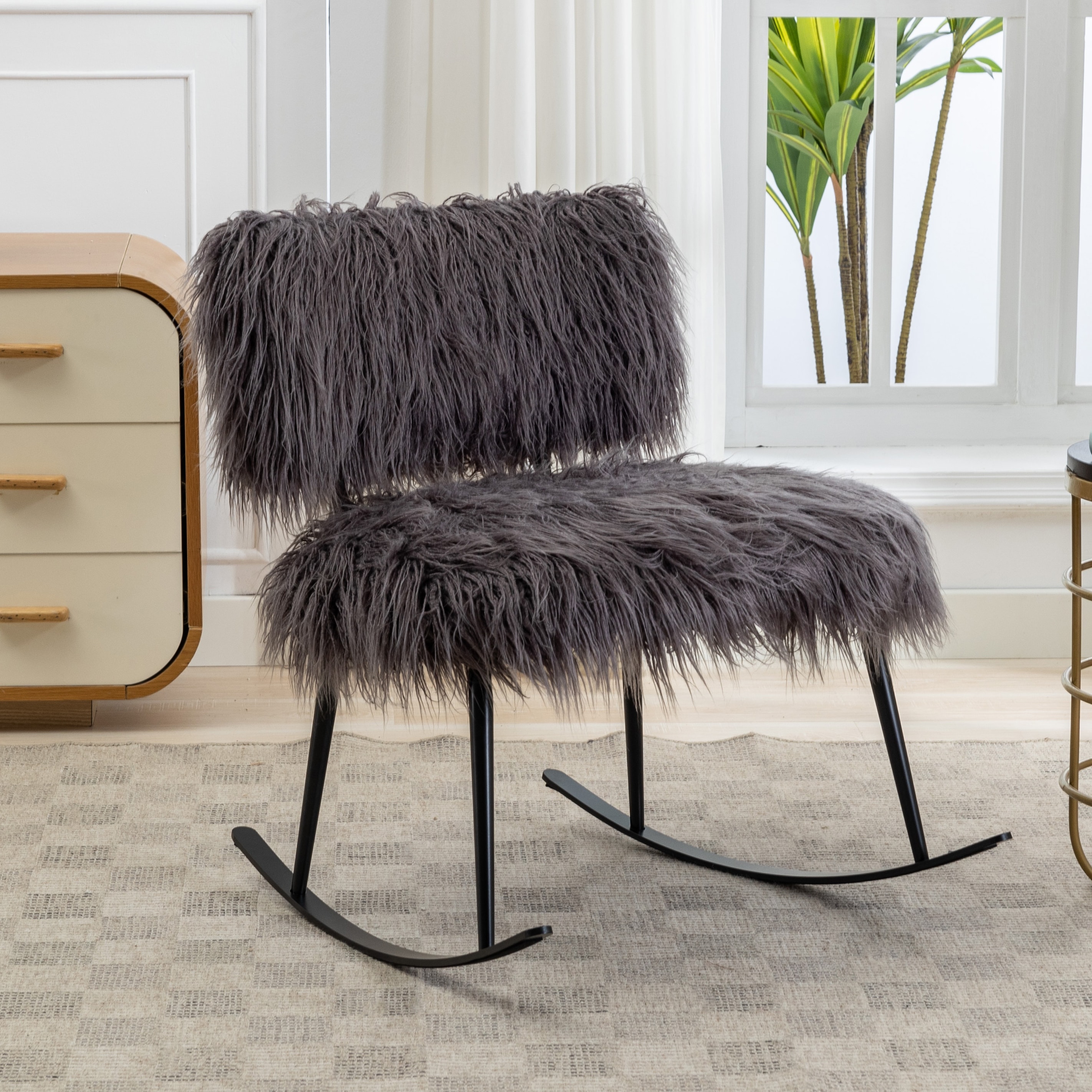 Faux fur sales rocking chair