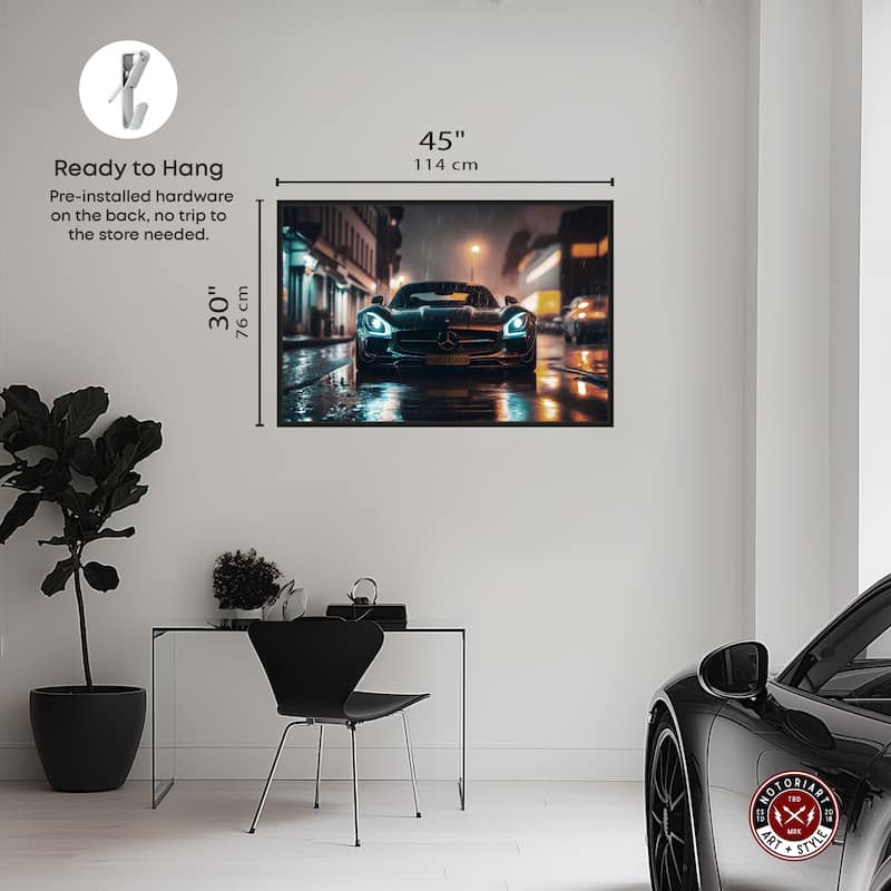 Notoriart Drive Through The Town Framed Car 1 Piece Canvas Wall Art