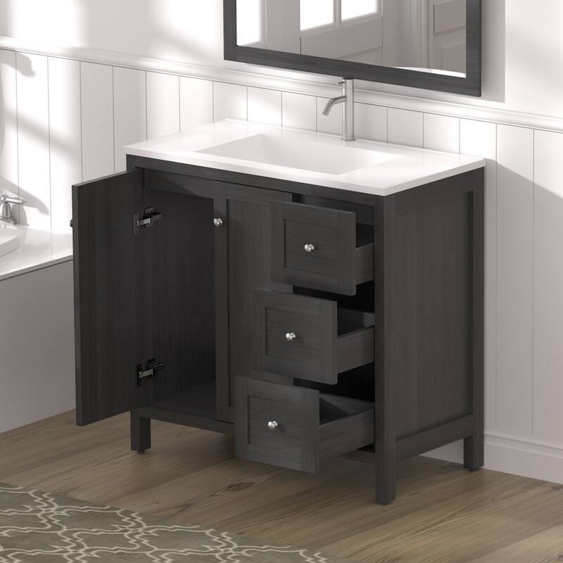 36" Bathroom Vanity Modern Bathroom Cabinet with Basin Top