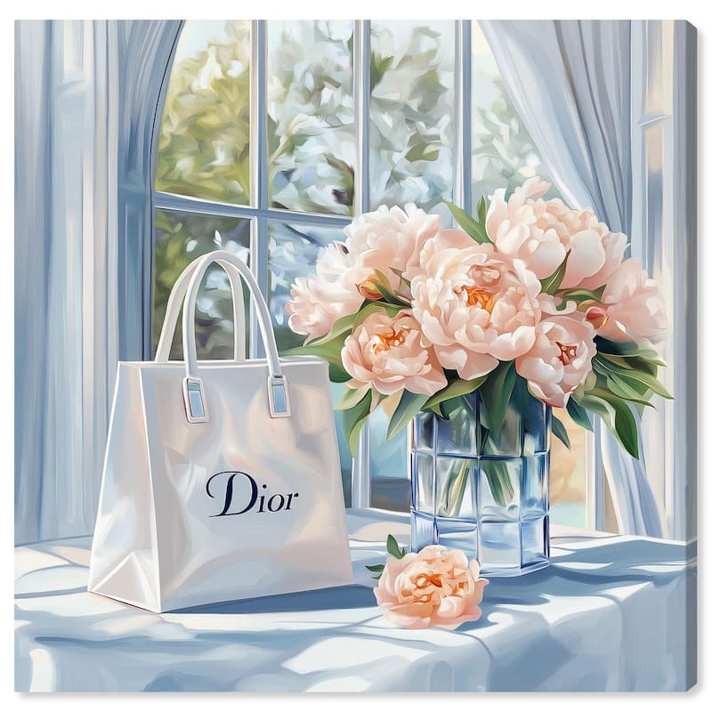 Bag and Peonies Canvas by Art Remedy, Gallery Wrapped - 12" x 12"