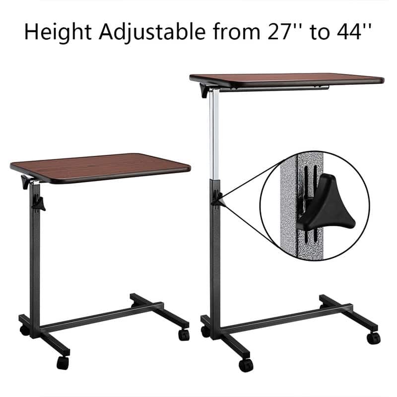 Adjustable MDF Bedside Computer Desk Overbed Table With Wheels