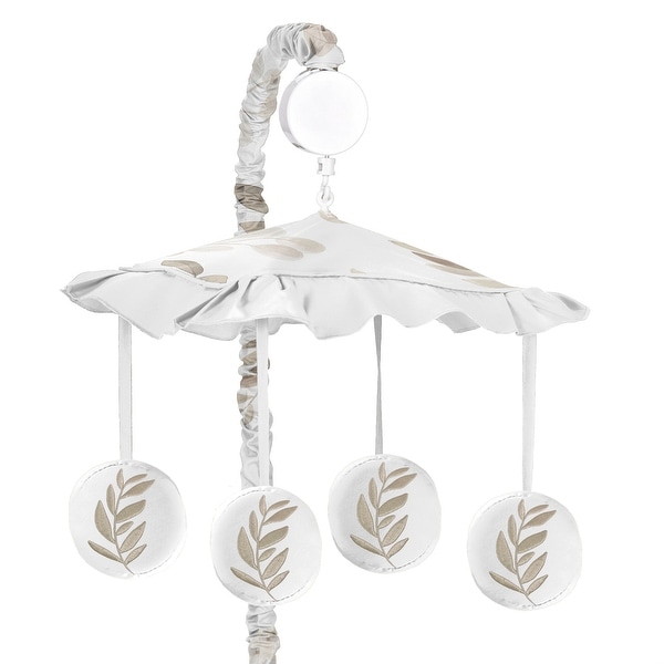 Floral Leaf Boy Girl Musical Crib Mobile - Ivory Cream Beige Taupe Gender Neutral Boho Watercolor Botanical Flower Woodland. Opens flyout.