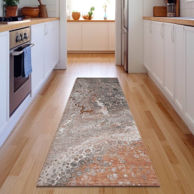 Premium Washable Super Soft Contemporary Mayfield Rug - Terracotta - 2' 3" x 7' 6" - Runner