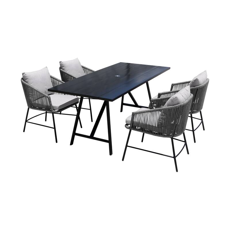 Koala and Calica Rope and Eucalyptus Wood 5 Piece Outdoor Dining Set