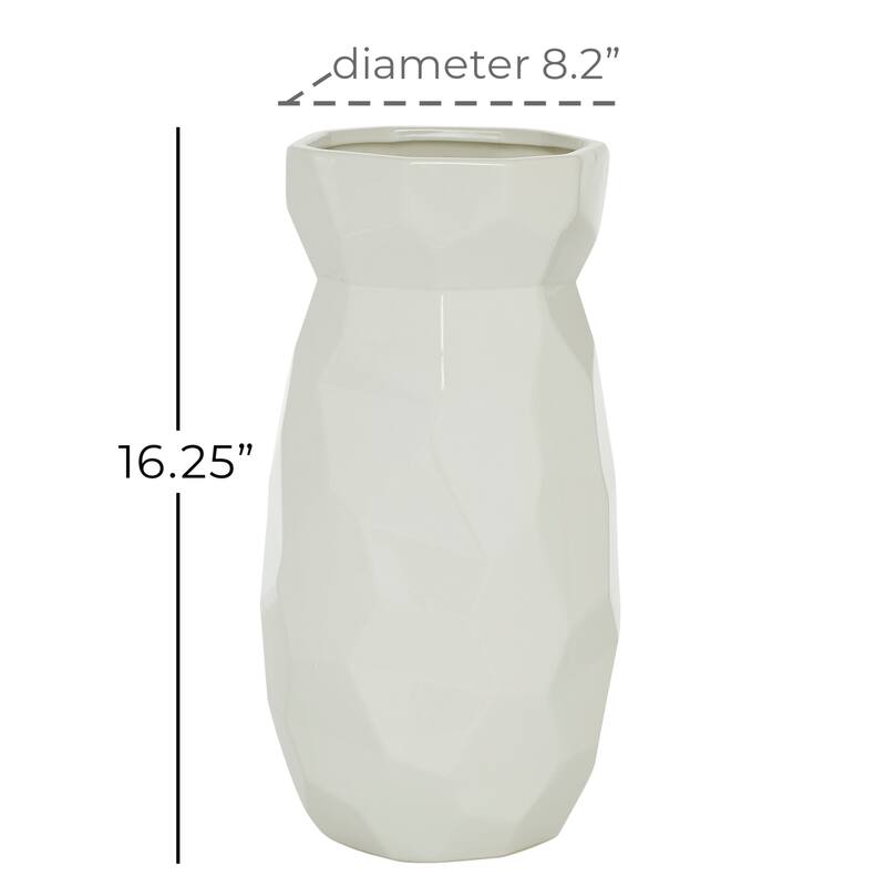 CosmoLiving by Cosmopolitan White Ceramic Geometric Vase