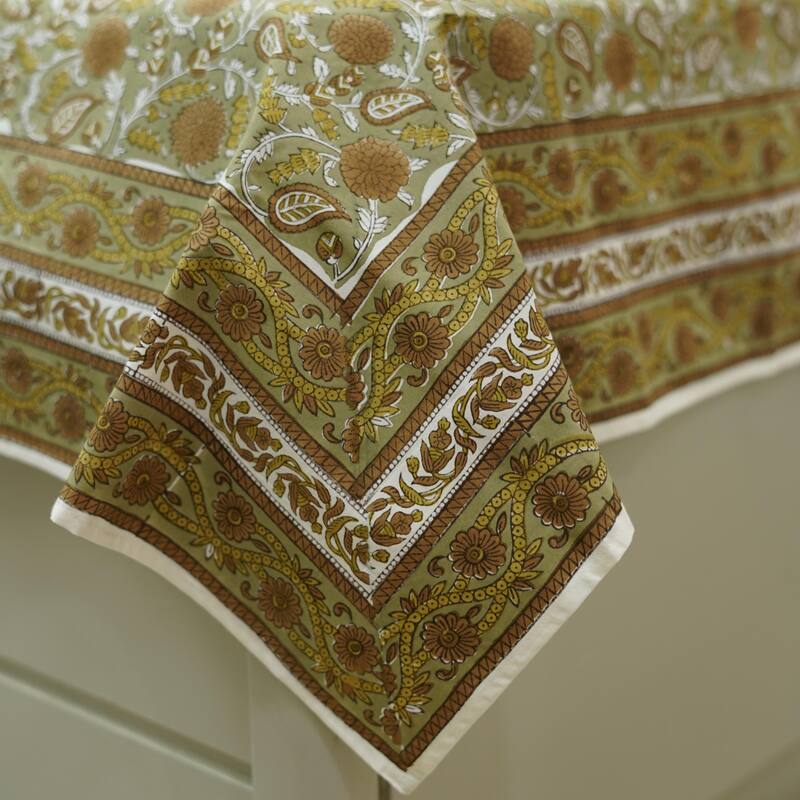 Fabdivine Handmade Block Print Flat Sheet or Bed Sheet Cotton Fabric Floral Home Decor