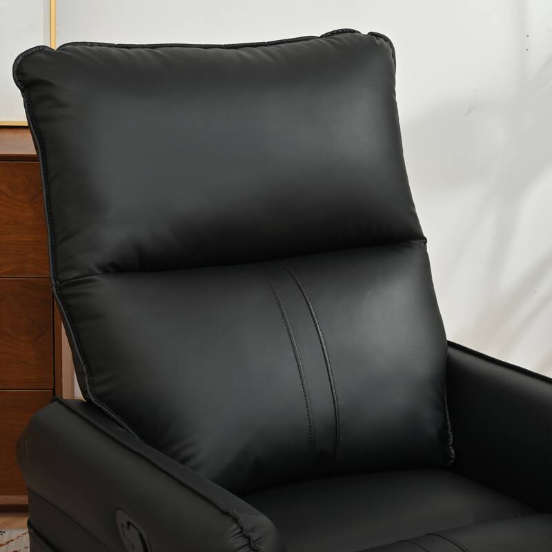 PU Rocking Recliner Chair, 360 Swivel Nursery Rocking Chair, Rocking Swivel Recliner Chair for Bedroom, Side Pocket
