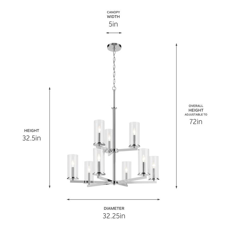 Kichler Lighting Crosby 32.5 in. 9-Light Clear Glass 2-Tier Chandelier