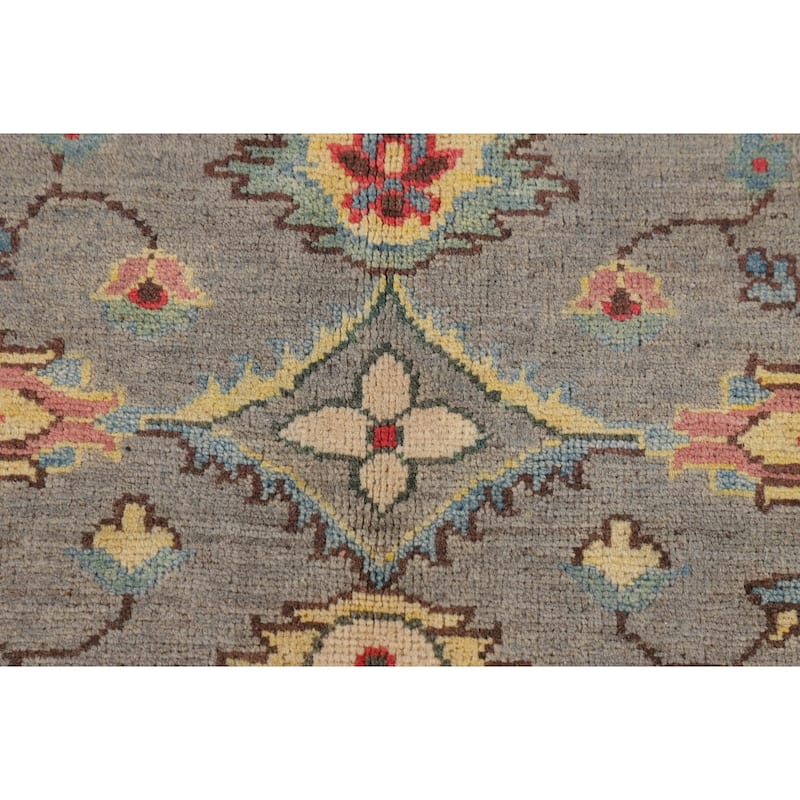 Gray Floral Kazak Oriental Area Rug Hand-Knotted Wool Carpet - 4'1" x 5'11"