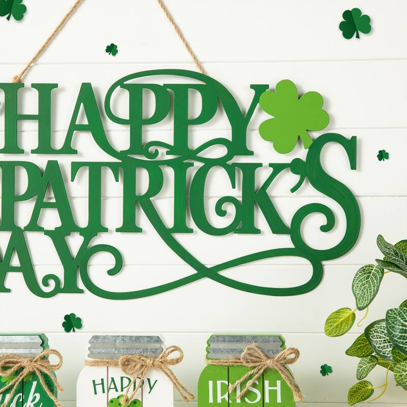Glitzhome 24"L Metal "HAPPY St. Patrick's Day" Wall Decor