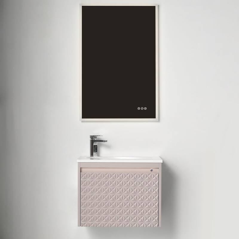 Blossom Wall Mounted Bathroom Vanity with Sink - Brown - 24 Inch Khaki - Polished