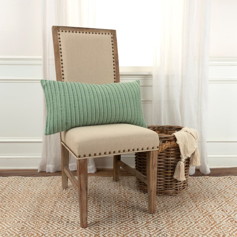 Rizzy Home Tonal Stripe Textured Solid Throw Pillow