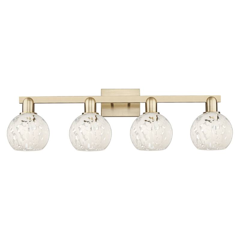 Innovations Lighting 716-4W-10-33 White Mouchette Vanity White - Champagne Bronze / White Mouchette