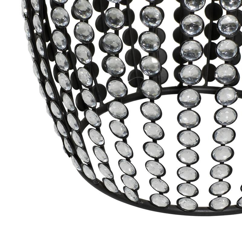 Metal Open Frame Accent Table with Crystal Embellishments - Gold or Black