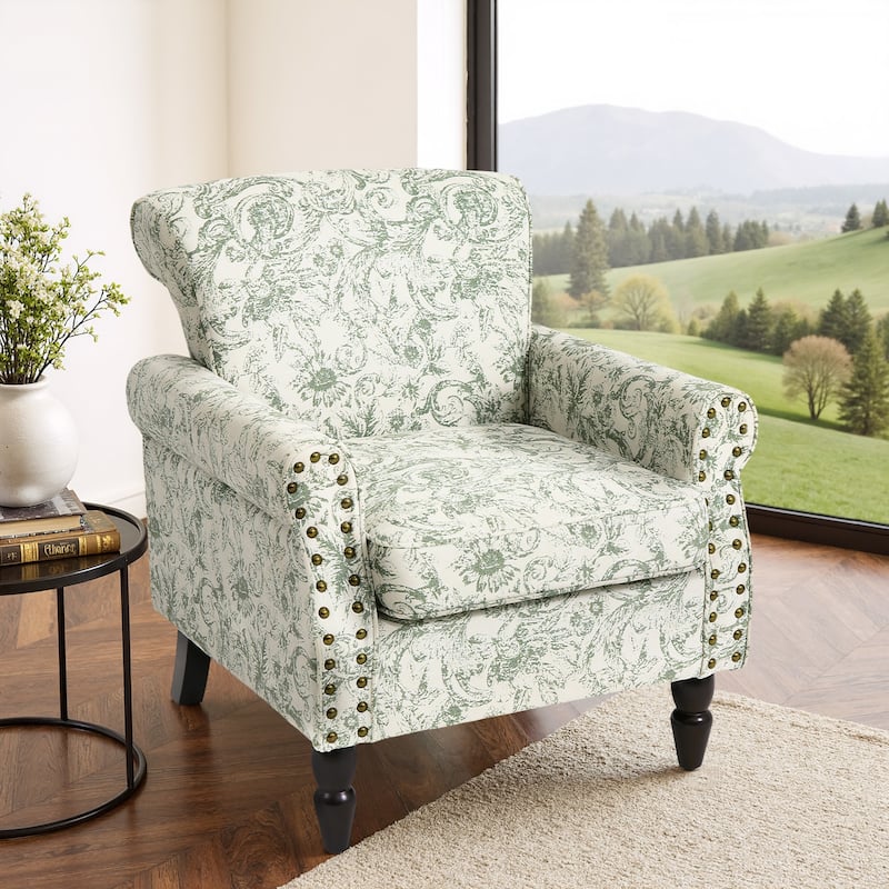 Living Room Armchair with Nailhead Trim - 29.9"W x 29.9"H x 32.9"D