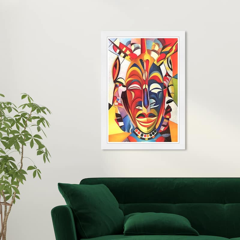 Wynwood Studio Prints World and Countries Mask in Colors Red and Traditional Wall Art Canvas Print - White