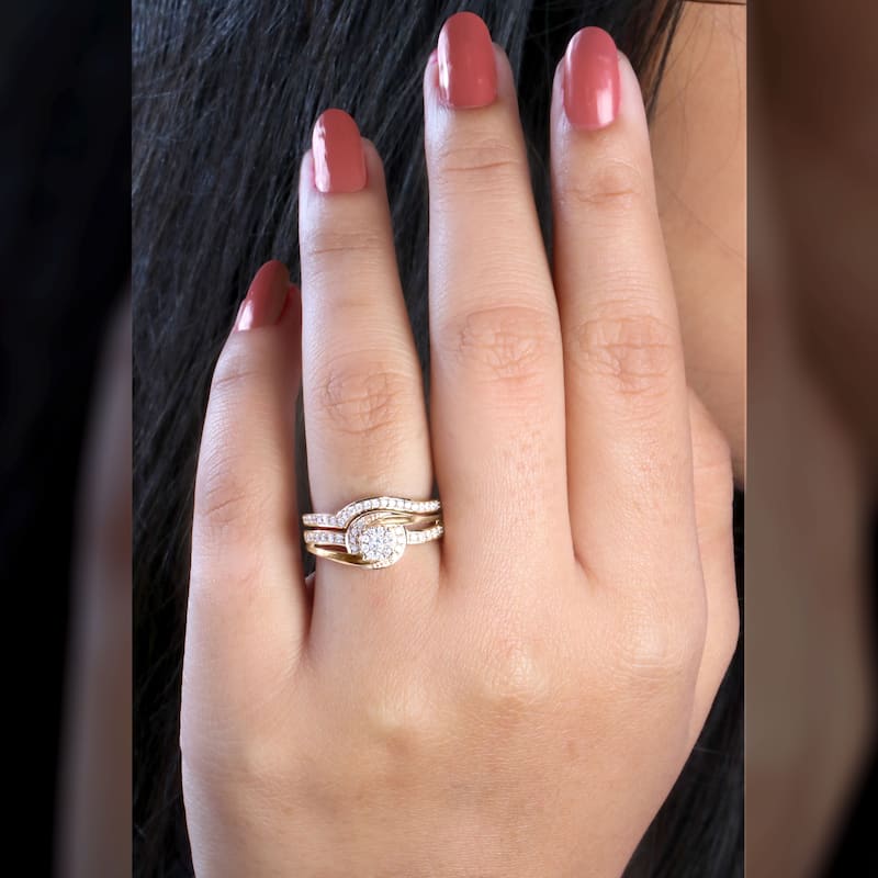 1/3ct TDW Diamond Bypass Bridal Set in 10K Gold for Women