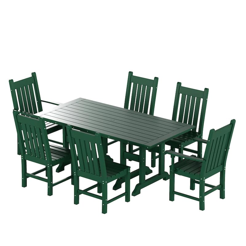 Laguna Hdpe All Weather Outdoor Patio Dining Set with Rectangle Table, Side Chairs (7-Piece Set)