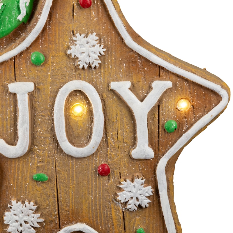 Gingerbread Cookie Boy with Lighted "Joy" Star Christmas Decoration - 13.5"