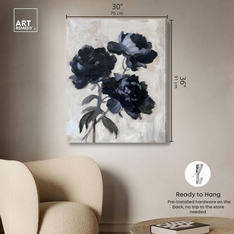 Peonies in Shadow Canvas by Art Remedy, Gallery Wrapped
