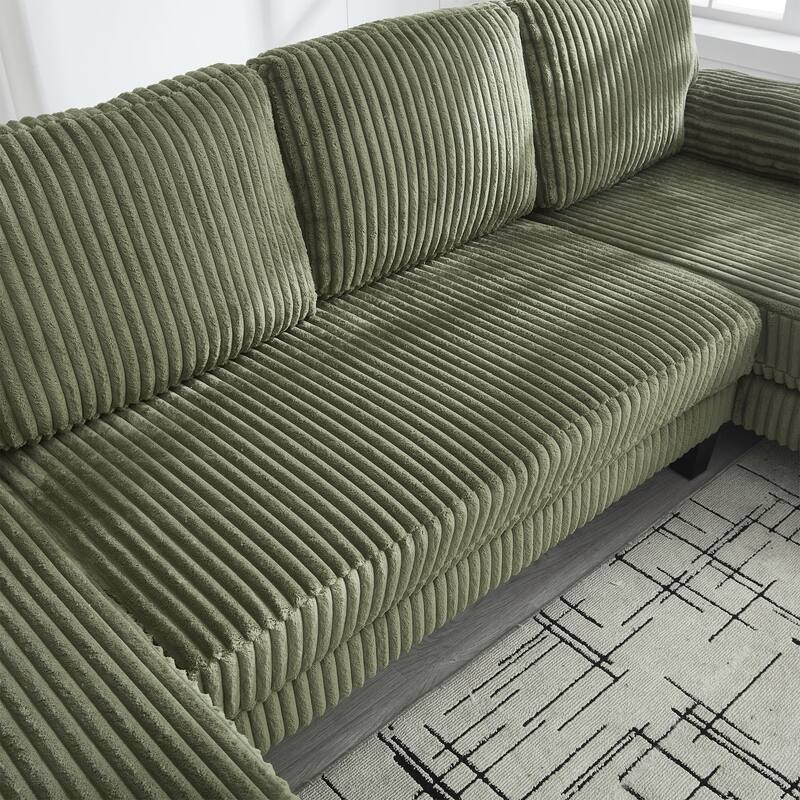 U-Shaped Modular Sectional Sofa with Double Chaise Lounge, Convertible Deep Seat Sleeper Sofa, Velvet Upholstered 4 Seater Sofa