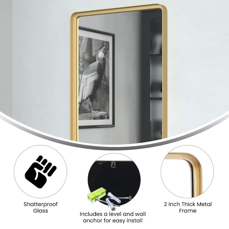Wall Mount Shatterproof Wall Mirror with Metal Frame - 20" x 30"