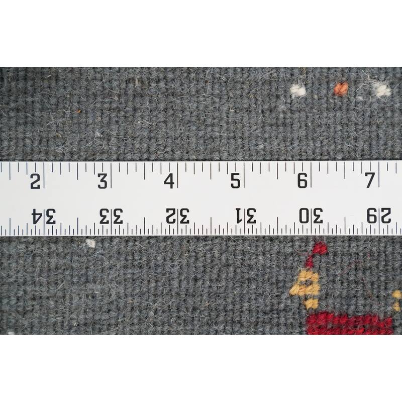Hand Knotted Oriental 100% Wool Carpet Tribal Animal Pictorial Greys & Charcoal Gabbeh Area Rug - 7' 10'' X 4' 10''