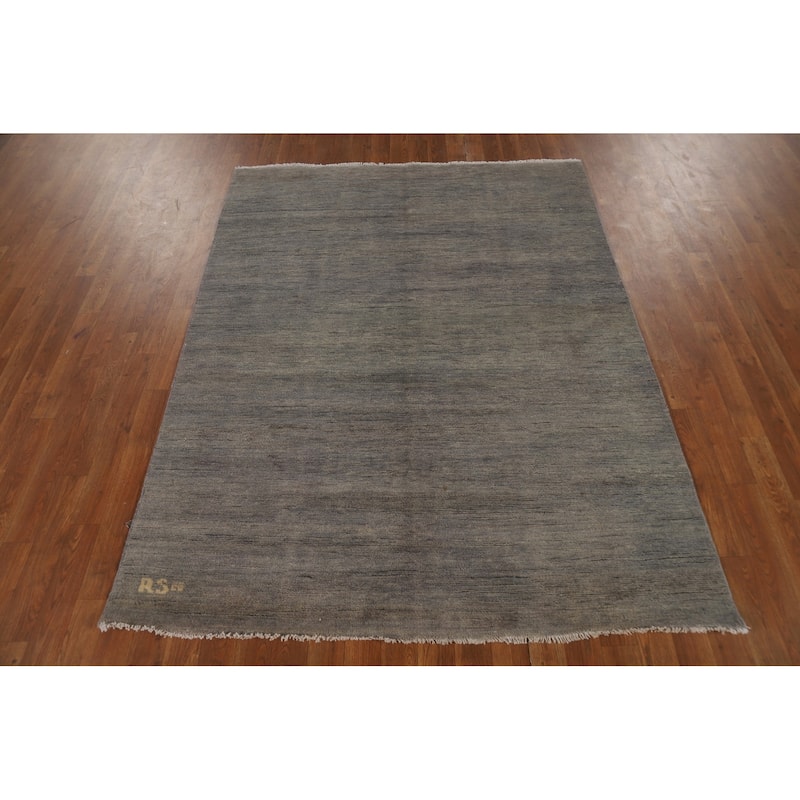 Gray Modern Gabbeh Oriental Area Rug Handmade Wool Carpet - 4'10" x 6'5"