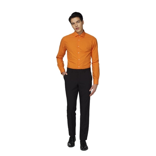 Orange Solid Classic Men Adult Slim Fit Shirt - Extra Large - x-large