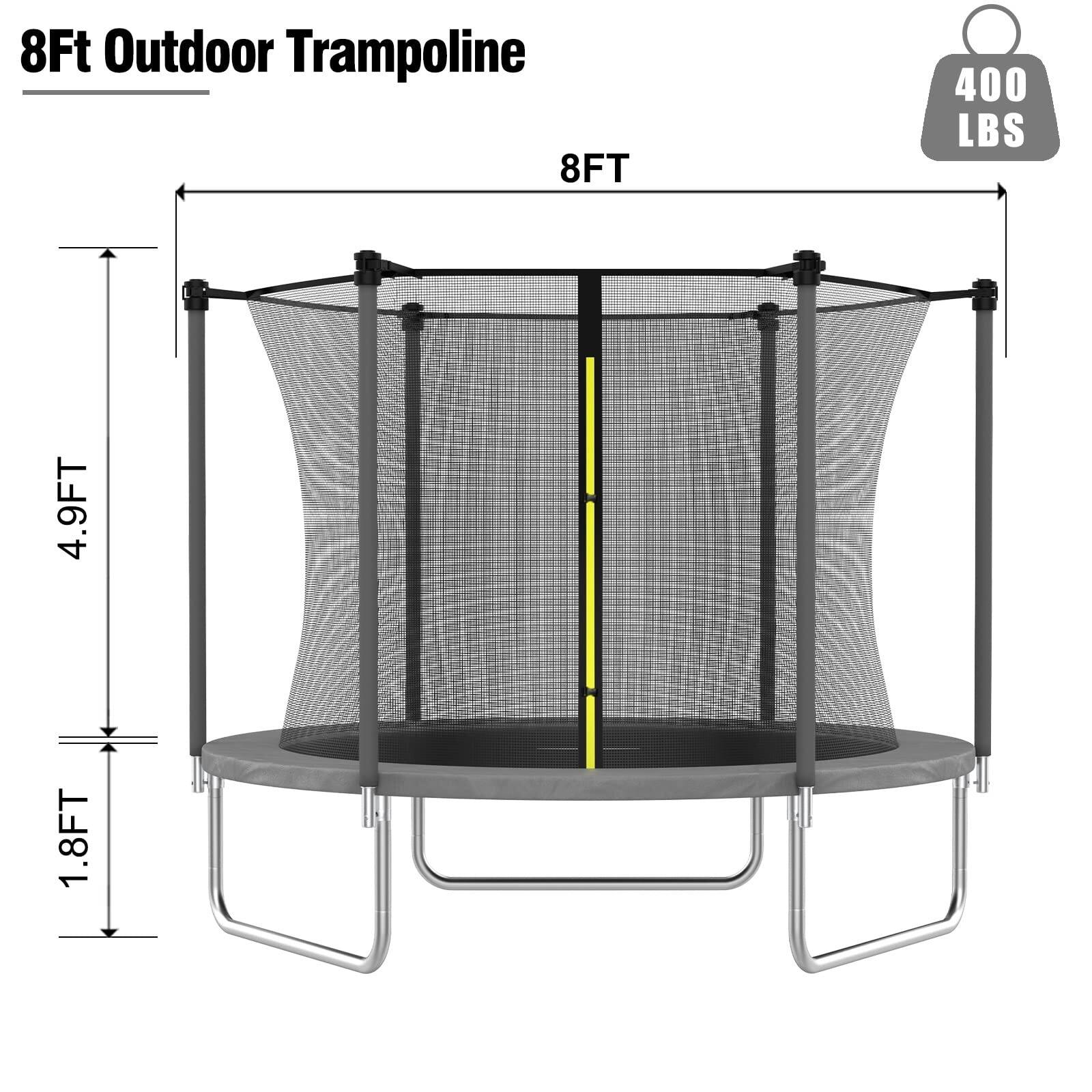8 FT Trampoline for Kids, Trampoline with Enclosure Net, Recreational