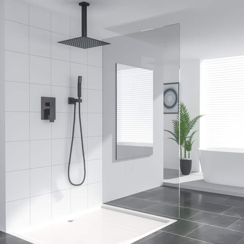 Lordear Shower System - Rainfall Overhead Shower and Handheld Shower Set with Valve Combo