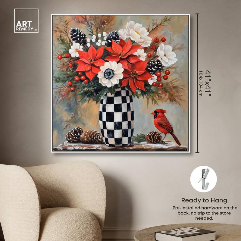 Checkerboard Vase Blooms II Canvas by Art Remedy