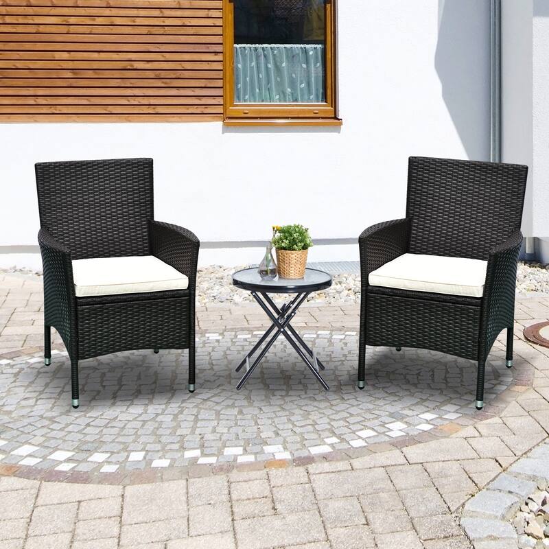 Outsunny 2 Pcs Rattan Wicker Dining Chairs With Cushions And Anti-Slip Foot (Excluding the table)
