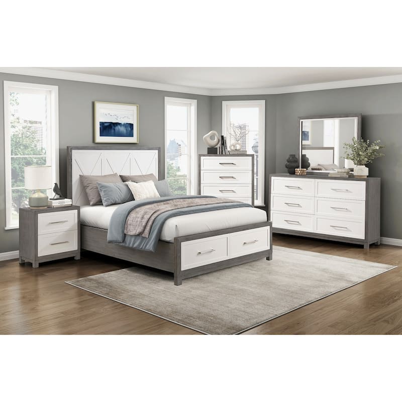 Platform Bed with Footboard Storage