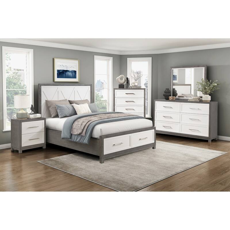 Queen Size Wood Platform Bed with Storage Footboard and Modern Design