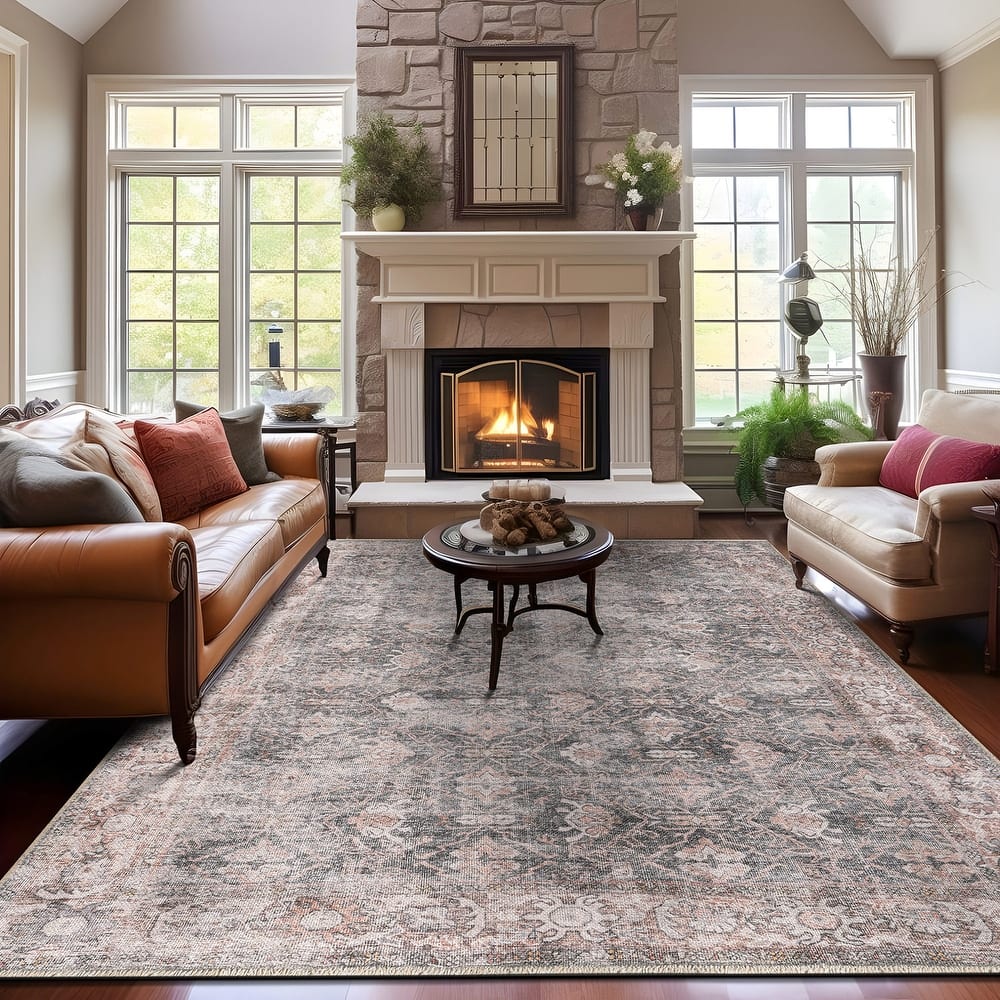 World Rug Gallery Vintage Inspired Bordered Machine Washable Area Rug