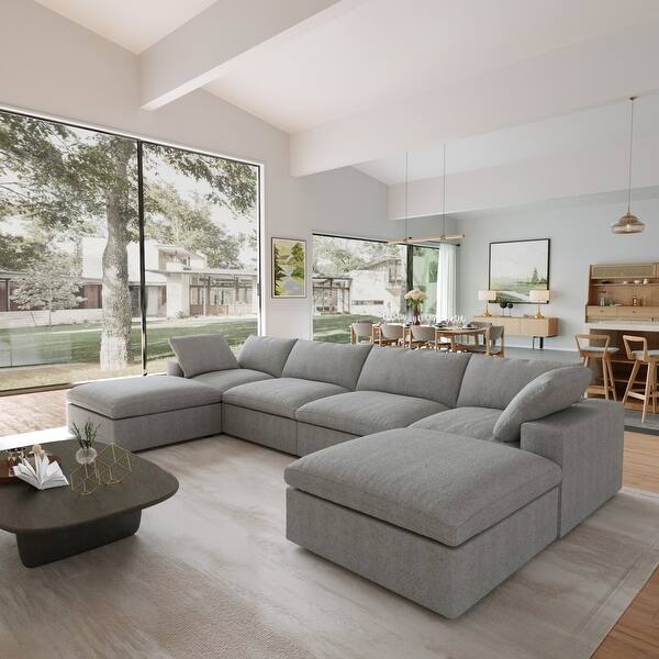Cloud Modular Sectional Sofa with 2 Storage Ottomans,160.6" Down Filled Comfort U Shaped Sofa Couch for Living Room